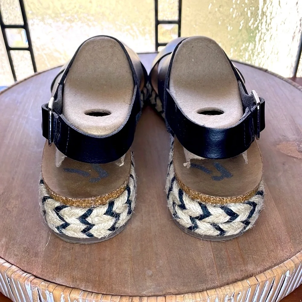 Time and Tru Espadrille Sandals Women’s Size 9 Black Platform Slingback